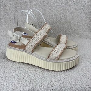 Dolce Vita Sandals Womens 8.5 Ivory Crochet Drake Platform Boho Beach‎ Strappy